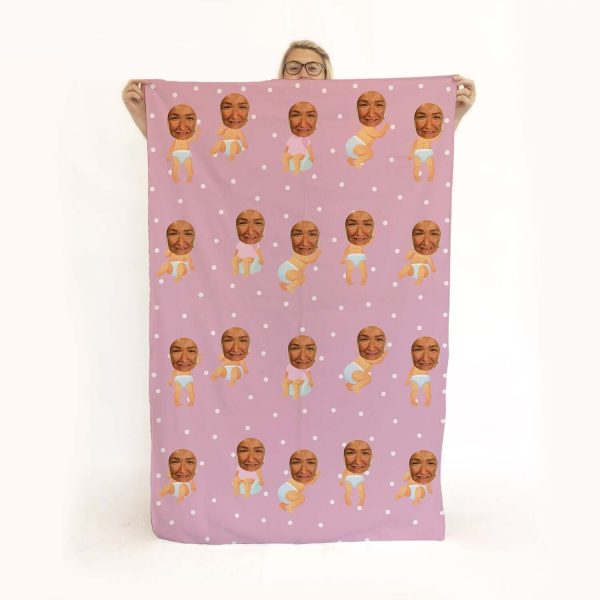 Baby Pink - Face Character Large Lightweight, Microfibre Beach Towel Online Sale