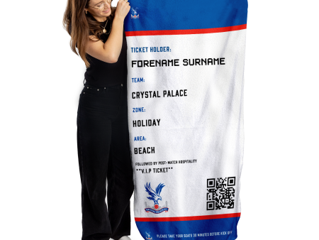 Crystal Palace FC - Ticket Personalised Lightweight, Microfibre Beach Towel - 150cm x 75cm - Officially Licenced Fashion