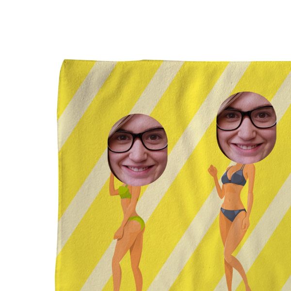 Bikini Girl - Face Character Large Lightweight, Microfibre Beach Towel Hot on Sale