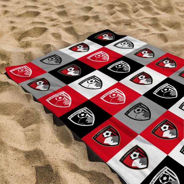 Bournemouth Chequered - Personalised Beach Lightweight, Microfibre Towel - 150cm x 75cm - Officially Licenced Online now