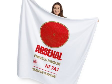 Arsenal FC Map White Fleece Blanket - Officially Licenced Supply