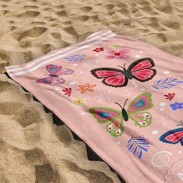 Butterfly Stripe - Personalised Beach Towel - 150CM X 75CM Online