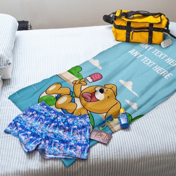 Cartoon Dog - Pool Day Out - Personalised Beach Towel - 150CM X 75CM Cheap