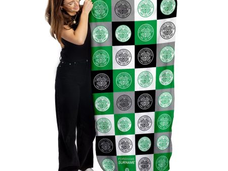 Celtic FC Chequered - Personalised Beach Towel - 150cm x 75cm - Officially Licenced Discount