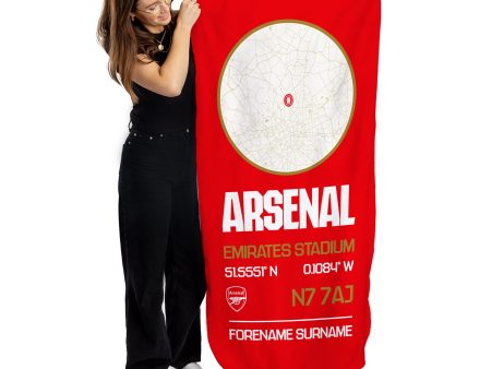 Arsenal FC Map Red Beach Towel - 150cm x 75cm - Officially Licenced Discount