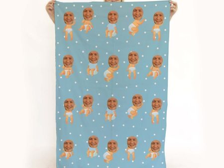 Baby Blue - Face Character Large Lightweight, Microfibre Beach Towel Discount