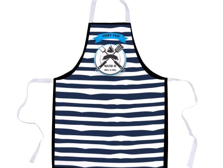 Blue Stripe - Master Of Grill -  Adult Apron Fashion