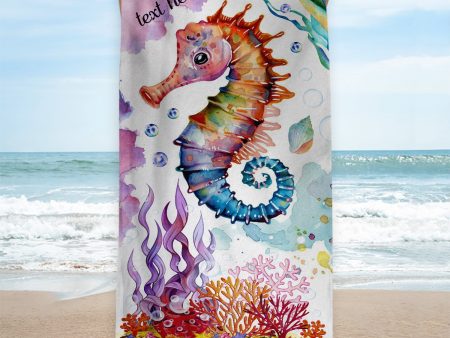 Watercolour Seahorse - Personalised Beach Towel - 150CM X 75CM For Discount