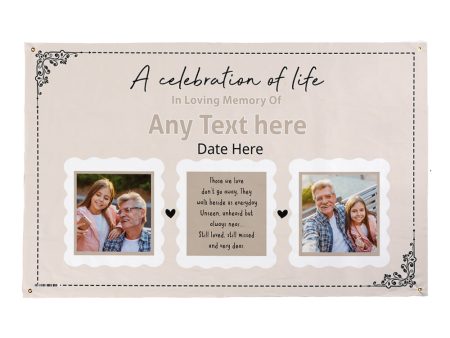 A Celebration Of Life - In Loving Memory - Personalised Photo 5ft x 3ft Fabric Banner Sale