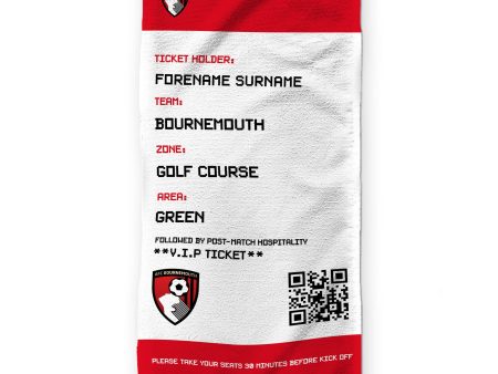 Bournemouth FC - Ticket - Name and Number Lightweight, Microfibre Golf Towel - Officially Licenced Online Hot Sale