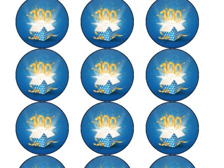 100th Birthday Cake Toppers - Blue Cheap