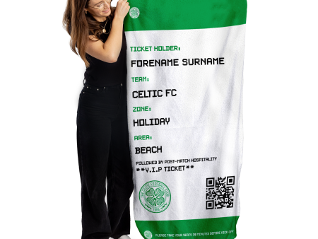 Celtic FC - Ticket Personalised Beach Towel - 150cm x 75cm - Officially Licenced Cheap