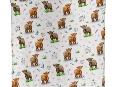 Baby Highland Cow Pattern - Personalised Fleece Blanket - 150cm x 150cm Sale