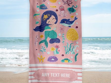 Mermaid And Friends - Personalised Beach Towel - 150CM X 75CM Online Hot Sale