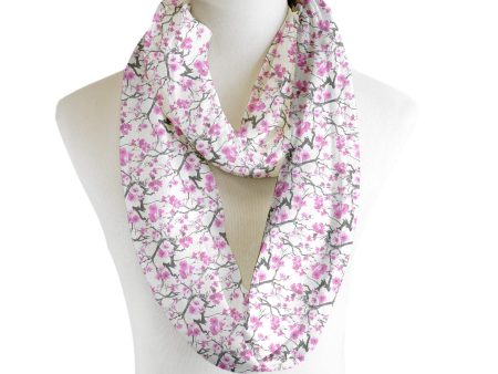 Cherry Blossoms - Scarf - Infinity  - Chiffon For Cheap