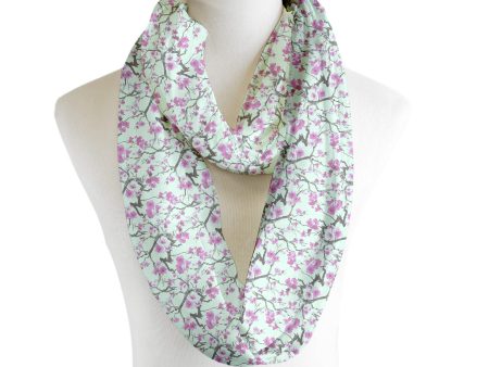 Cherry Blossoms - Mint Green - Scarf - Infinity  - Chiffon Hot on Sale