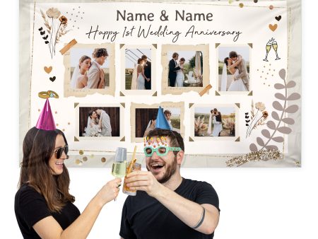 1st Paper Wedding Anniversary - Personalised 5ft x 3ft Banner Sale