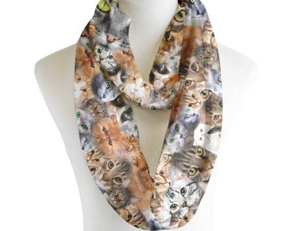 Cats All Over - Scarf - Infinity  - Chiffon For Discount