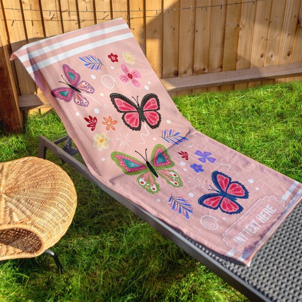 Butterfly Stripe - Personalised Beach Towel - 150CM X 75CM Online