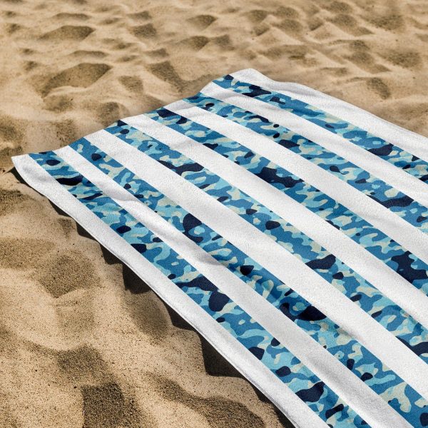 Blue Camo Stripe - Personalised Beach Towel - 150CM X 75CM Cheap