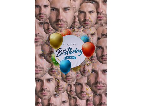 Happy Birthday 2 - Faces All Over - Personalised Large Lightweight, Microfibre Beach Towel For Cheap