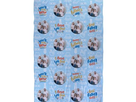 Happy Fathers Day - Scatter Photo - Personalised Large Lightweight, Microfibre Beach Towel on Sale